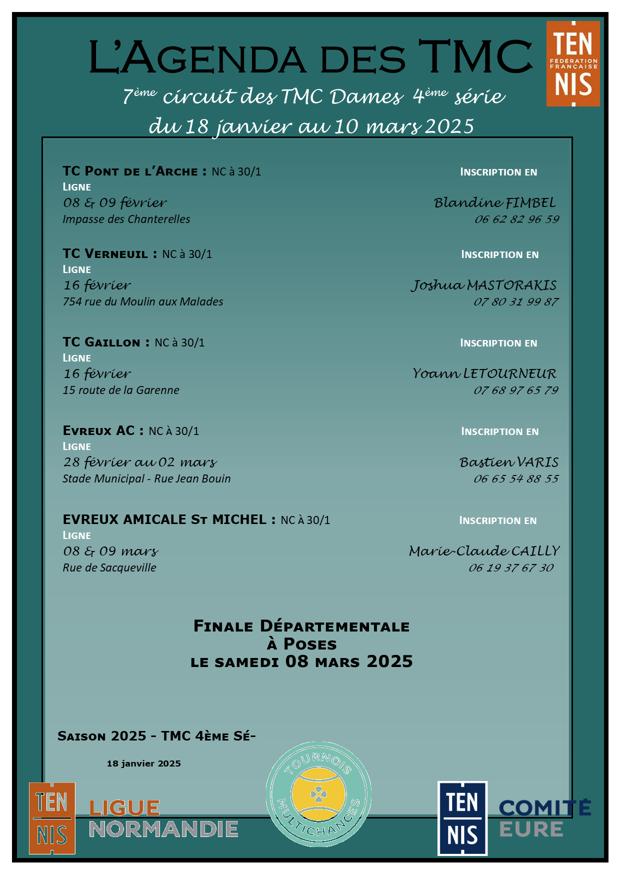 L agenda des tmc 2025 affiche